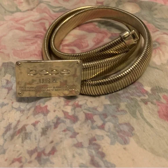 Bebe Logo Snake Chain Belt for Women Gold